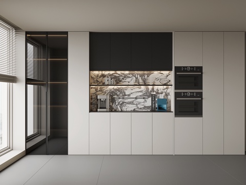  现代酒柜餐边柜su模型 