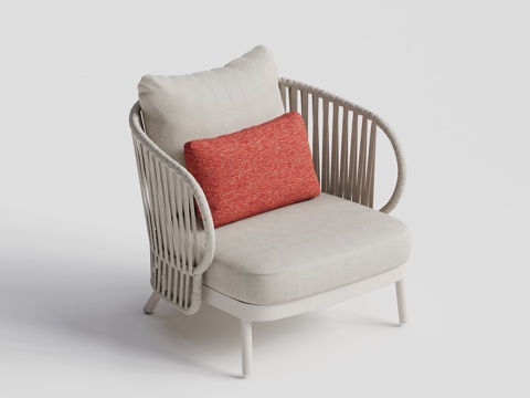  kun 户外休闲椅 单人椅 金属布艺椅组合3d模型 