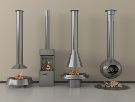  现代壁炉 电子壁炉 火炉 木柴3d模型 