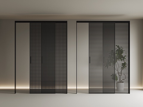 现代玻璃推拉门su模型