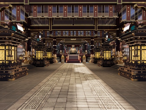 唐宋明清宫殿大堂 上朝大堂 中式新中式影视 古代皇宫大殿su模型