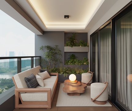 现代生活阳台su模型