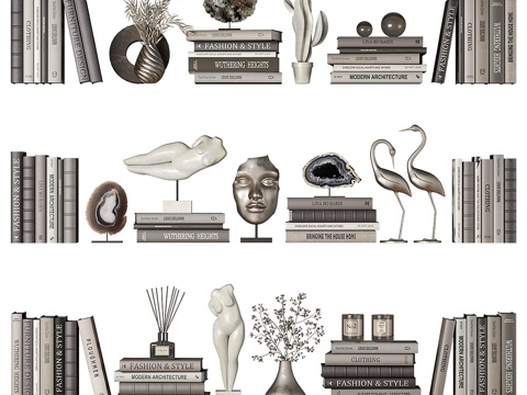  新古典装饰套装 书本3d模型 