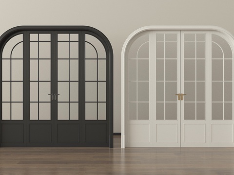 法式双开门 玻璃门 拱门 阳台门 厨卫门su模型