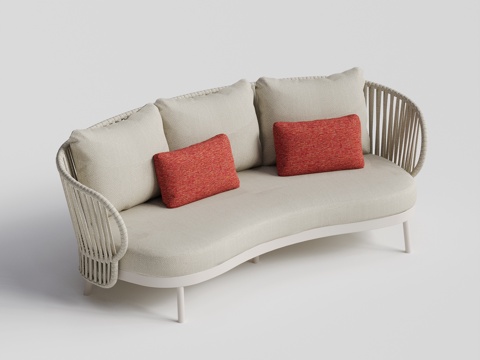 kun 户外沙发 弧形沙发 三人 多人沙发su模型