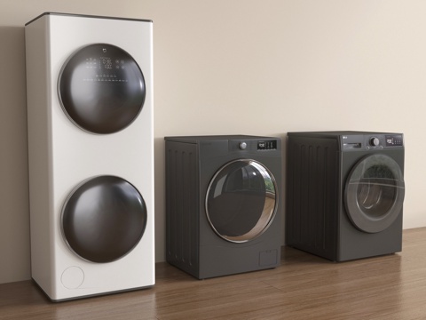  现代洗衣机 洗烘一体机3d模型 