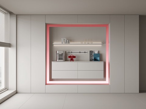 现代酒柜餐边柜su模型