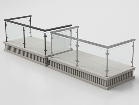 现代围栏护栏 阳台栏杆 玻璃栏杆su模型