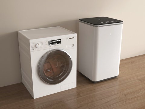  现代洗衣机 滚筒洗衣机3d模型 