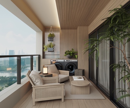 现代阳台花园su模型