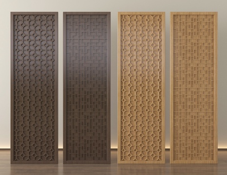 中古风屏风隔断su模型