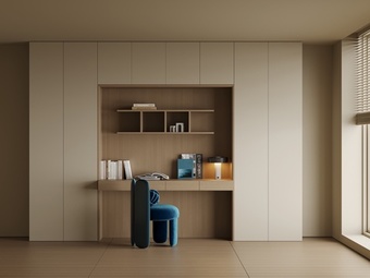 现代书桌一体柜3d模型