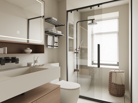  现代家居卫生间su模型 