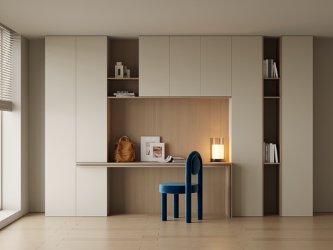 现代书桌柜组合su模型