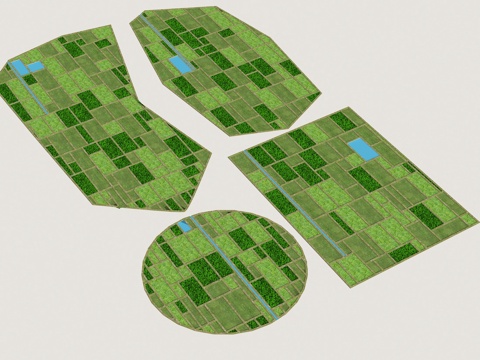 现代农田 鸟瞰农田 农田色块 农田 乡村景观su模型