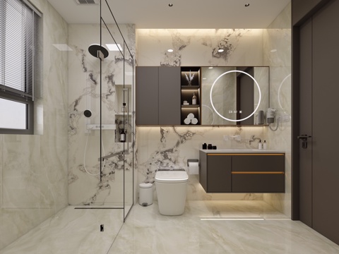  现代卫生间3d模型 