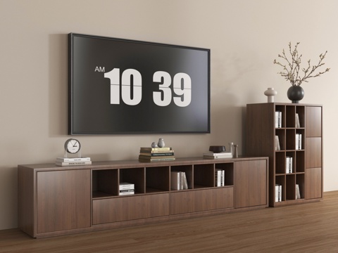 中古风电视柜 电视 玄关柜 储物柜 摆件su模型