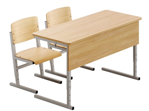  Demi学生桌椅套装（双人位）3d模型 