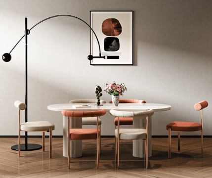  现代桌椅组合 餐桌椅 休闲桌椅  挂画落地灯su模型 