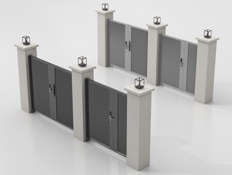 现代庭院门 户外庭院门 别墅大门su模型