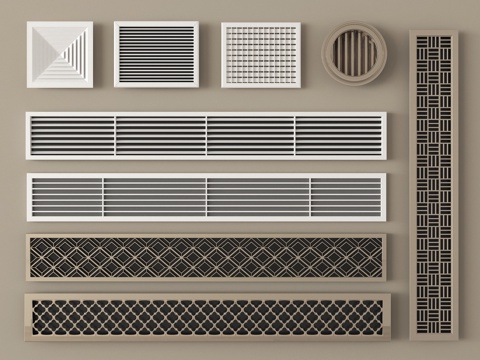 现代空调出风口 排风口su模型