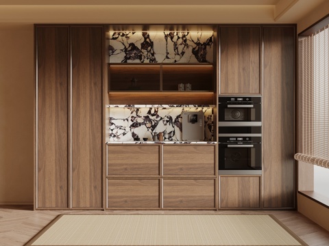 新中式酒柜 餐边柜su模型