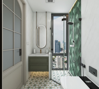  法式卫生间3d模型 