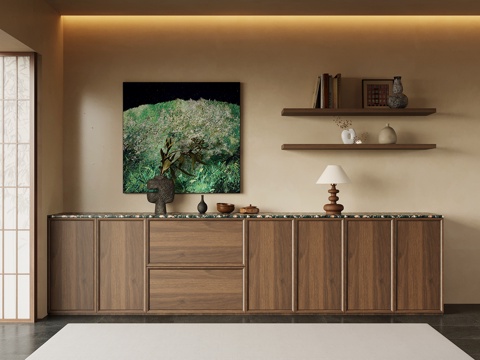 中古风书柜 矮柜 地柜su模型