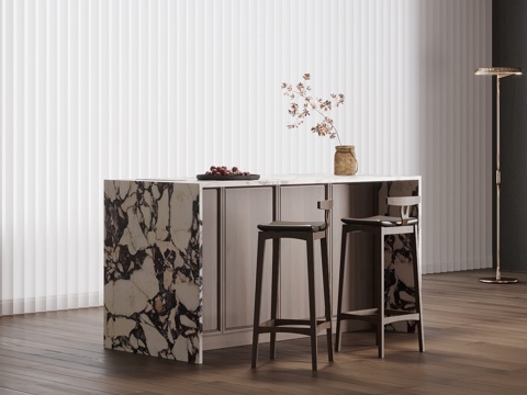 中古风吧台 岛台 水吧台su模型