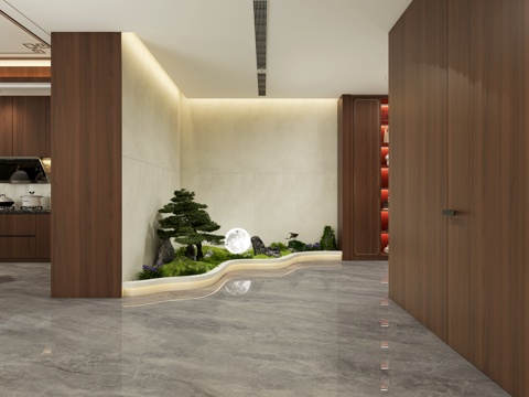  新中式室内景观小品造景3d模型 