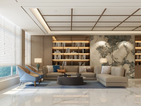  现代意式总经理办公室 意式轻奢办公室 意式经理办公室3d模型 