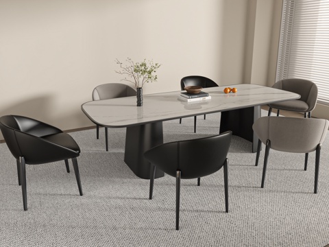 现代餐桌椅su模型