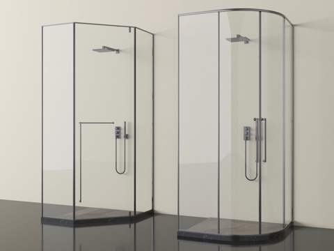 现代淋浴房 花洒 淋浴间 卫浴小件su模型