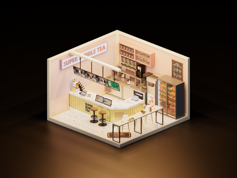 奶茶店su模型