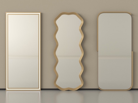 现代镜子 全身镜 落地镜 试衣镜 艺术镜su模型