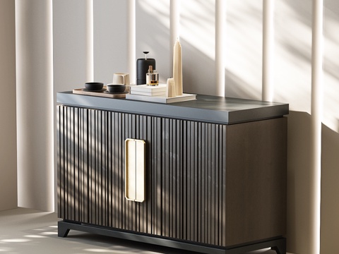 现代中古边柜 现代玄关柜边柜 现代意式玄关柜 意式装饰柜su模型