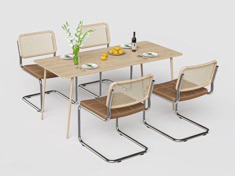 侘寂北欧餐桌椅su模型