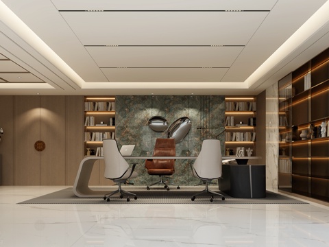  现代意式总经理办公室 意式轻奢办公室 意式经理办公室3d模型 