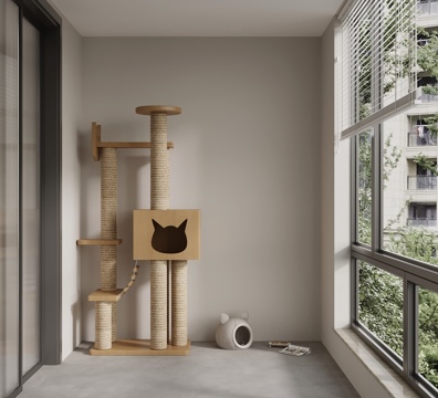 现代猫爬架 宠物架su模型