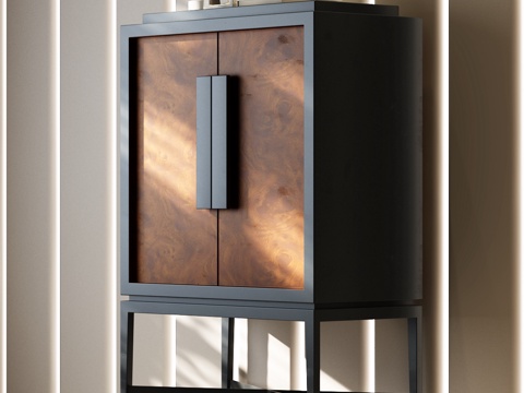 现代中古边柜 现代玄关柜边柜 现代意式玄关柜 意式装饰柜su模型