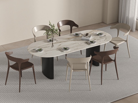 现代餐桌椅su模型