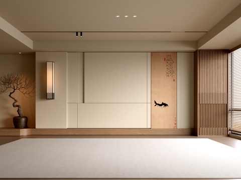  中古客厅 诧寂客厅 沙发背景墙 客厅背景墙3d模型 