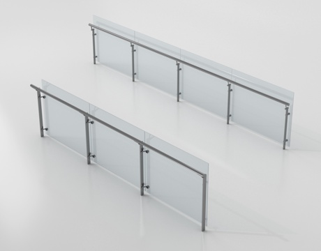 现代围栏护栏 玻璃栏杆 护栏 扶手 阳台护栏su模型