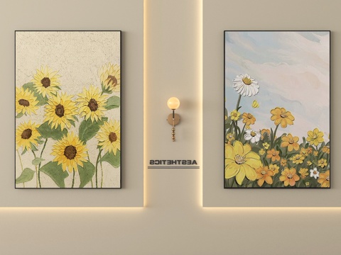 现代装饰画 挂画 油画su模型