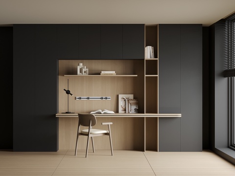 现代书桌一体柜3d模型