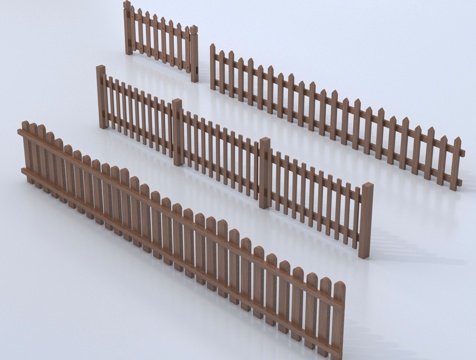 新中式栅栏 围栏护栏 木栅栏 篱笆围墙su模型