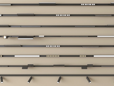 现代筒灯射灯 轨道射灯 线形射灯su模型