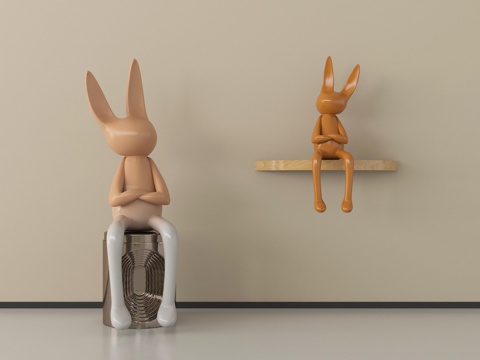 现代雕塑 兔子公仔su模型