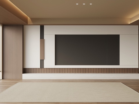 中古风电视背景墙 电视柜su模型