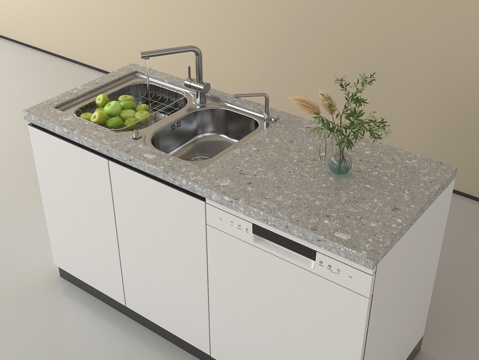 现代台盆柜 洗手池 洗菜池 水槽su模型